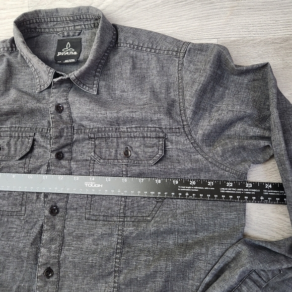 PRANA Black Shirt S SML Button Up Shirt Two Pocket Long Sleeve - Picture 4 of 15
